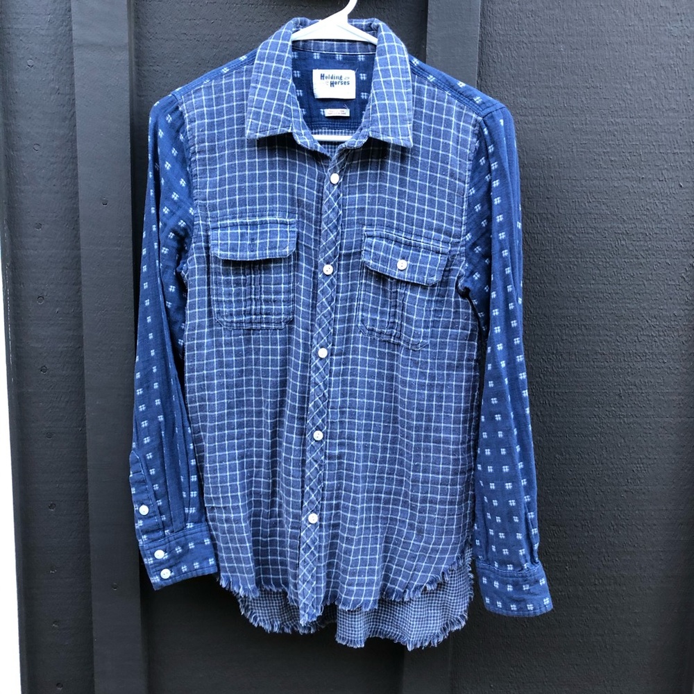 Detailed Blue Western Style Top — Worn Once!